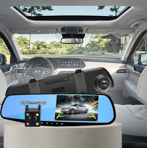 Smart Car Mirror with Front and Rear Camera 🚗📷